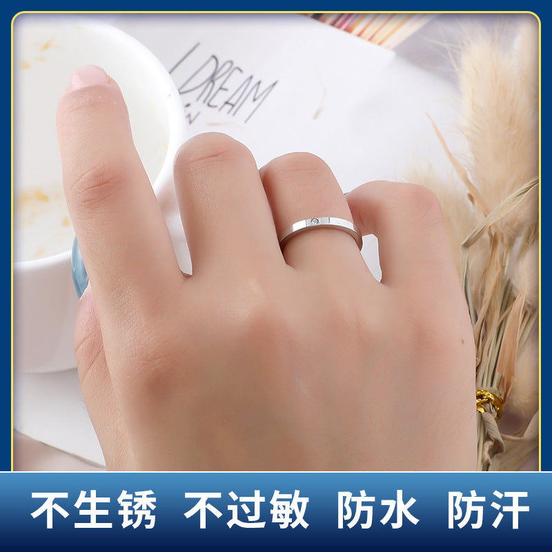 Wholesale Titanium Steel Luxury Diamond Ring